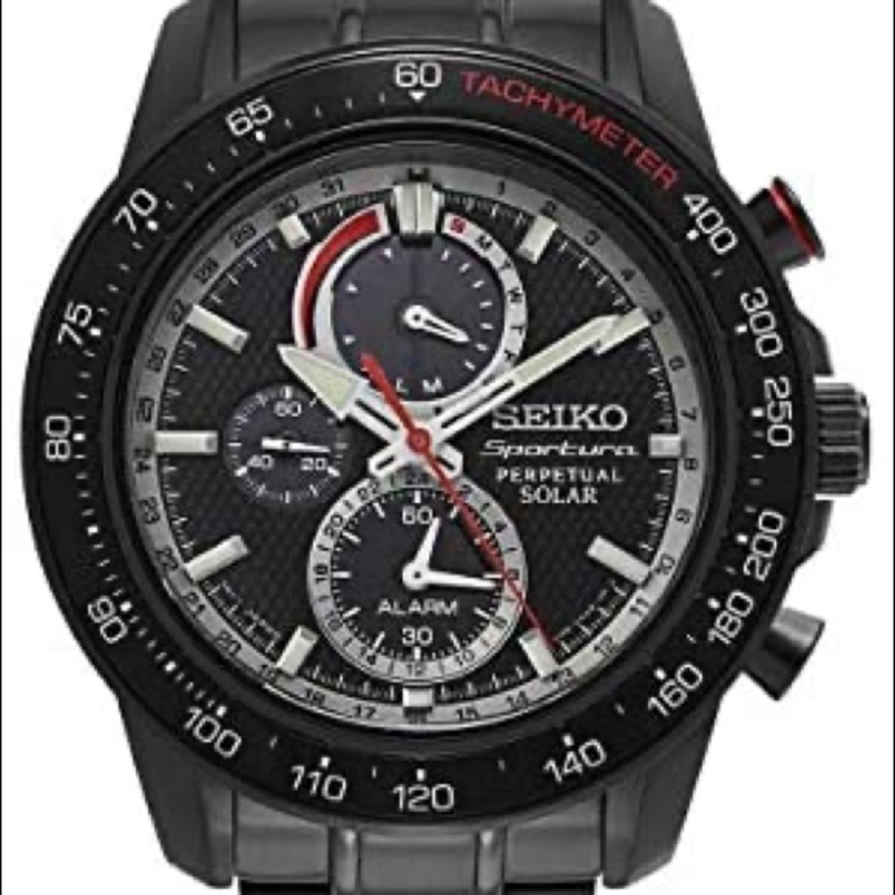 Seiko Sportura Solar Chronograph Black Dial & Gunmetal Gray